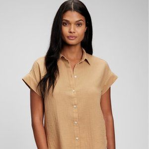 COPY - Crinkle Gauze Button-Front Shirt - GAP
